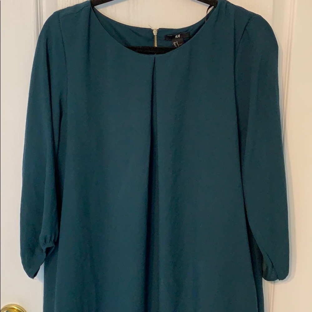 Emerald Green H&M shift dress with Gold Zipped